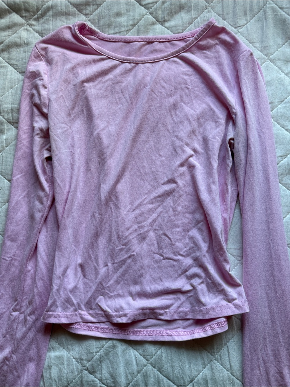 Long Sleeve Scoop Neck Tee - Light Pink